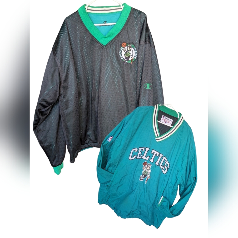 Vintage Boston Celtics Champion Reversible Pullover Jersey Windbreaker VERY RARE